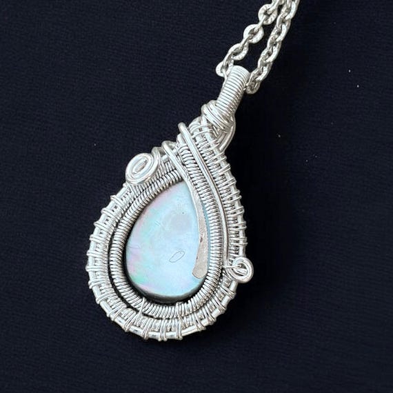 Italiaanse Zilveren (925) ketting met hanger en parelmoer Verkocht