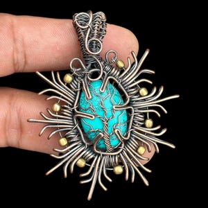 Copper Wire Tree of Life Turquoise Pendant: Yggdrasil Necklace