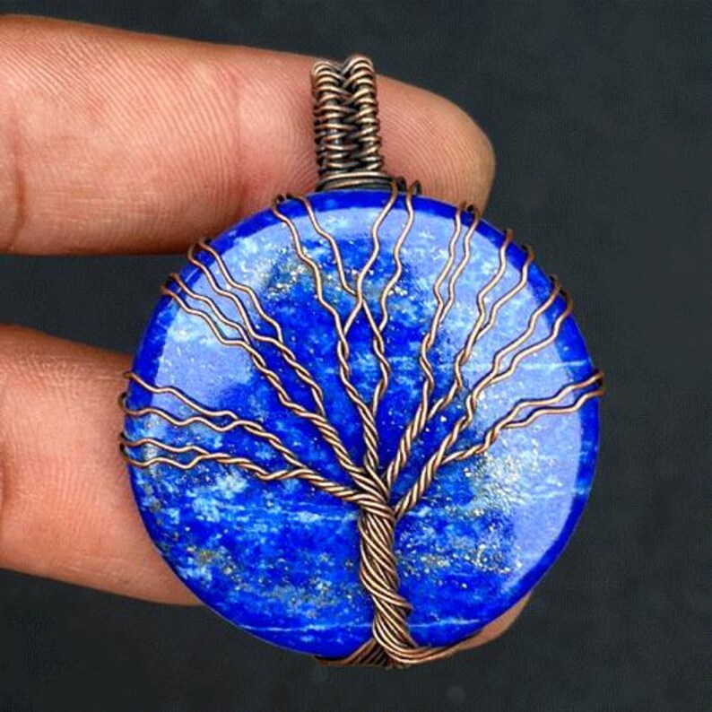 Lapis Lazuli Pendant Copper Wire Wrapped Pendant Copper Lapis Lazuli