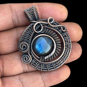 Labradorite Copper Wire Wrap Pendant: Handmade Gemstone Jewelry