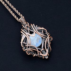 Moonstone Copper Wire Wrap Pendant: Boho Gemstone Jewelry