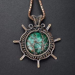 Chrisochola pendent/Necklace/Locket/ Handmade Copper jewelry Christmas/Festival/anniversary/Life of tree pendent gifts jewelry