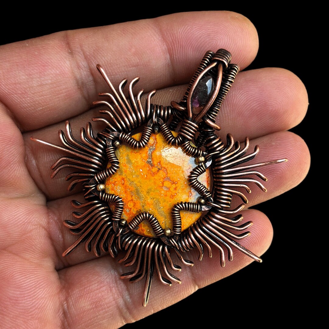 Bumblebee /tourmaline Handmade Jewelry Copper Wire Wrapped Labradorite