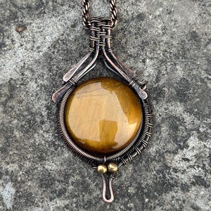 Tiger eye&#39;s /Necklace/Locket/ Handmade Copper jewelry / Christmas/Festival/anniversary/birthday gifts/ gift for mom