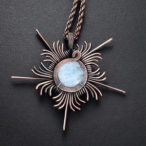 Moonstone Copper Wire Wrap Pendant: Boho Gemstone Jewelry Gift