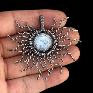 Dendrite Opal Wire Wrapped Pendant: Artisan Copper Necklace