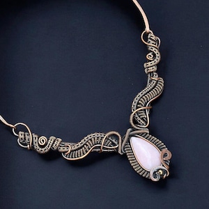 Gorgeous Pink Opal copper necklace/one of a kind copper jewelry/Birthday gift for her jewelry/Christmas gift copper necklace/Copper necklace