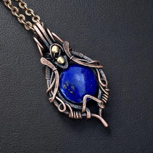 Real Lapis lazuli  pendent/Necklace/Locket/ Handmade Copper jewelry / Christmas/Festival/anniversary/birthday gifts