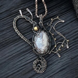 Jasper Gemstone Pendant Copper Wire Wrapped Dragon Jewelry