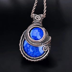 Real Lapis lazuli  pendent/Necklace/Locket/ Handmade Copper jewelry / Christmas/Festival/anniversary/birthday gifts