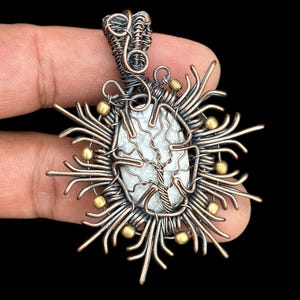 Wire Wrapped Howlite Tree of Life Pendant - Silver & Copper