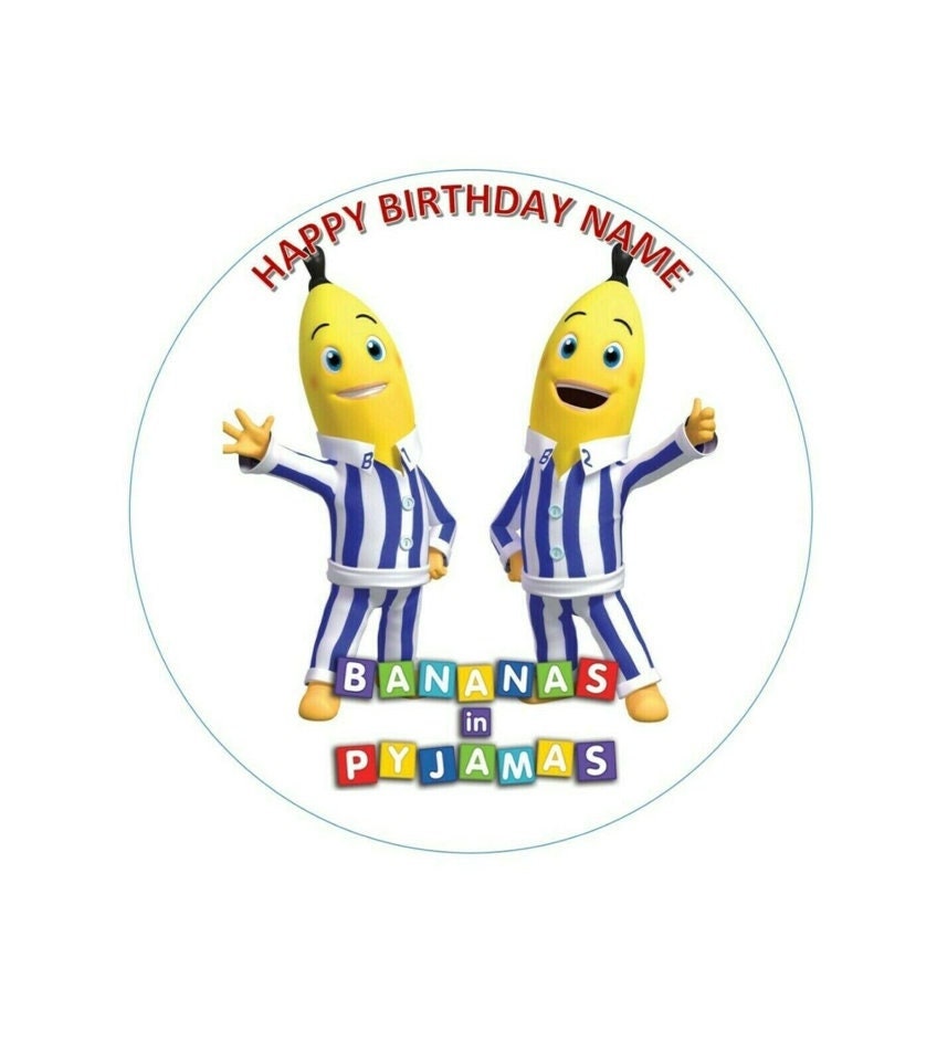 Bananas in Pajamas Edible Cake Topper 19cm Round Birthday Party - Etsy ...