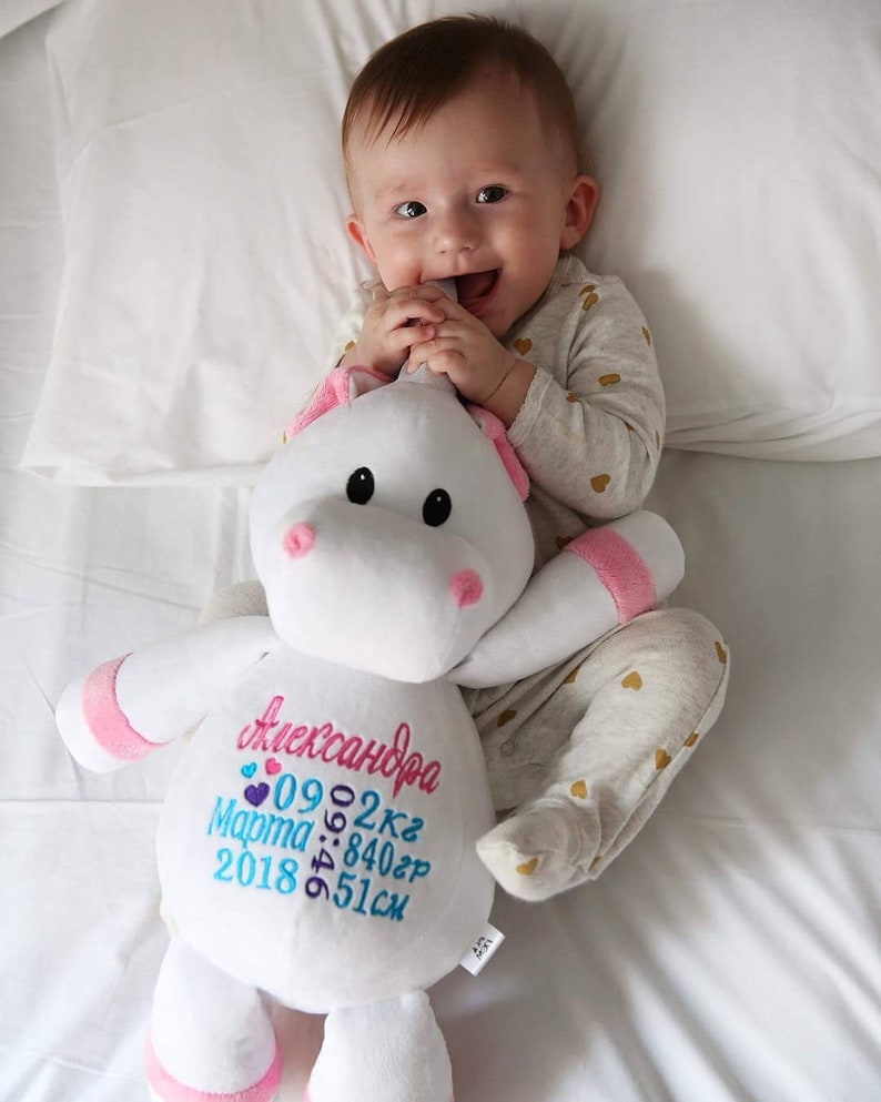 Personalised Plush Toy Pig Name Newborn Gift Baby Birth Date Etsy