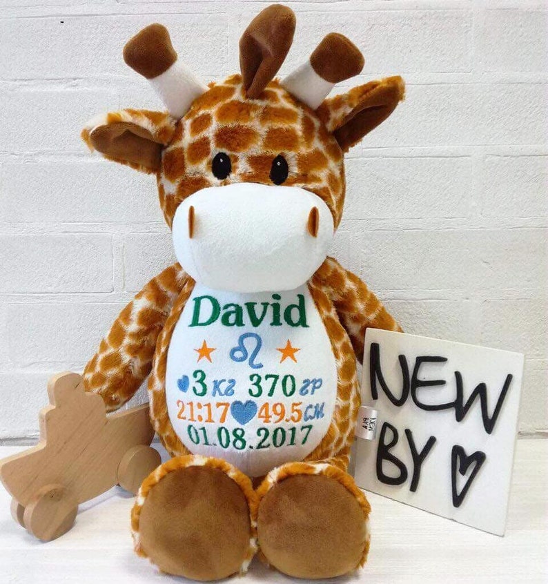 Personalised plush toy Giraffe Name newborn gift Baby birth Etsy