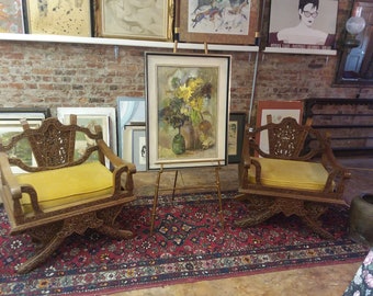 Pair of Asian Throne Chairs 1950's 1960's