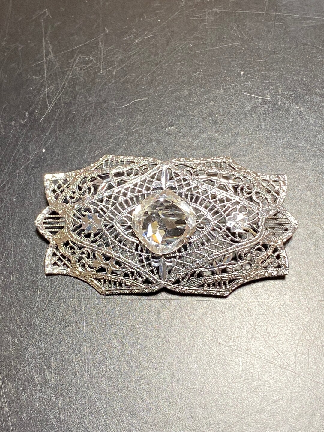 Broche Argent 835 Filigrane Vintage – Bijou Ancien Polyvalent, Sans Pierre
