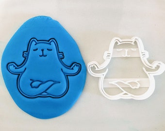 Yoga Zen Cat Cookie Cutter/Icing/Fondant/Baking Custom Shape Print