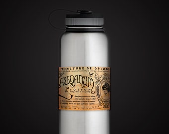 Laudanum Apothecary Poison Bottle and Opium Poppy Watercolour Print