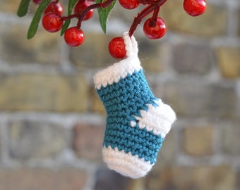Crochet Mini Stocking, Hanging Decoration, Christmas Decor