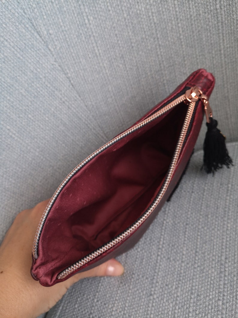 Red Clutch, Makeup Bag, Faux Leather image 3