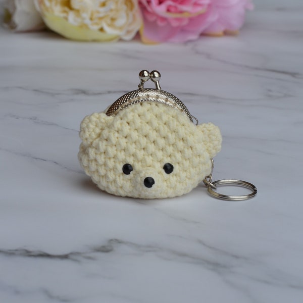 Bear Coin Purse, Crochet Keychain, 5 cm Frame Wallet