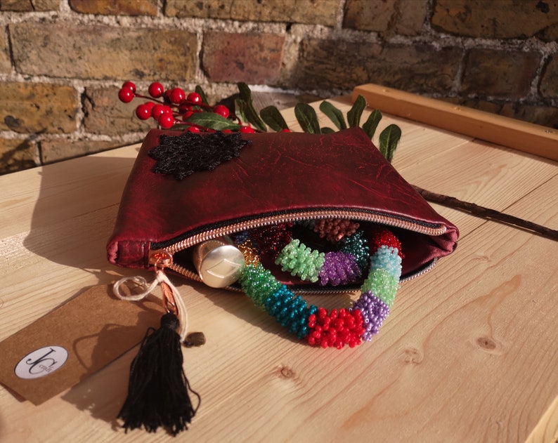 Red Clutch, Makeup Bag, Faux Leather image 2