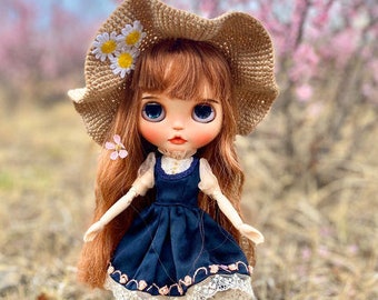 Best affordable Christmas gift, country style, classic vintage Blythe cloth, Outfit custom dress, Azone, OB22, OB24,silk, cotton embroidery