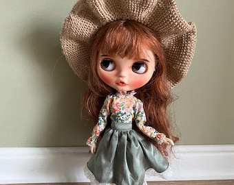 Best affordable Christmas gift, country style, classic vintage Blythe cloth, Outfit custom dress, Azone, OB22, OB24,silk, cotton embroidery