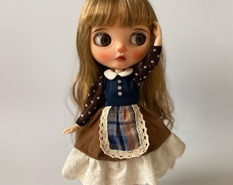 Best affordable Christmas gift, country style, classic vintage Blythe cloth, Outfit custom dress, Azone, OB22, OB24,silk, cotton embroidery