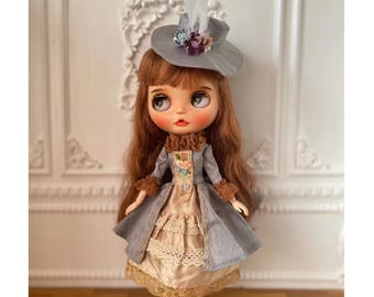 Handmade Blythe Doll Outfit: Vintage Style Dress, Fits Azone OB22 OB24