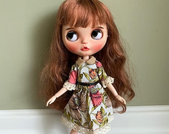 Best affordable Christmas gift, country style, classic vintage Blythe cloth, Outfit custom dress, Azone, OB22, OB24,silk, cotton embroidery