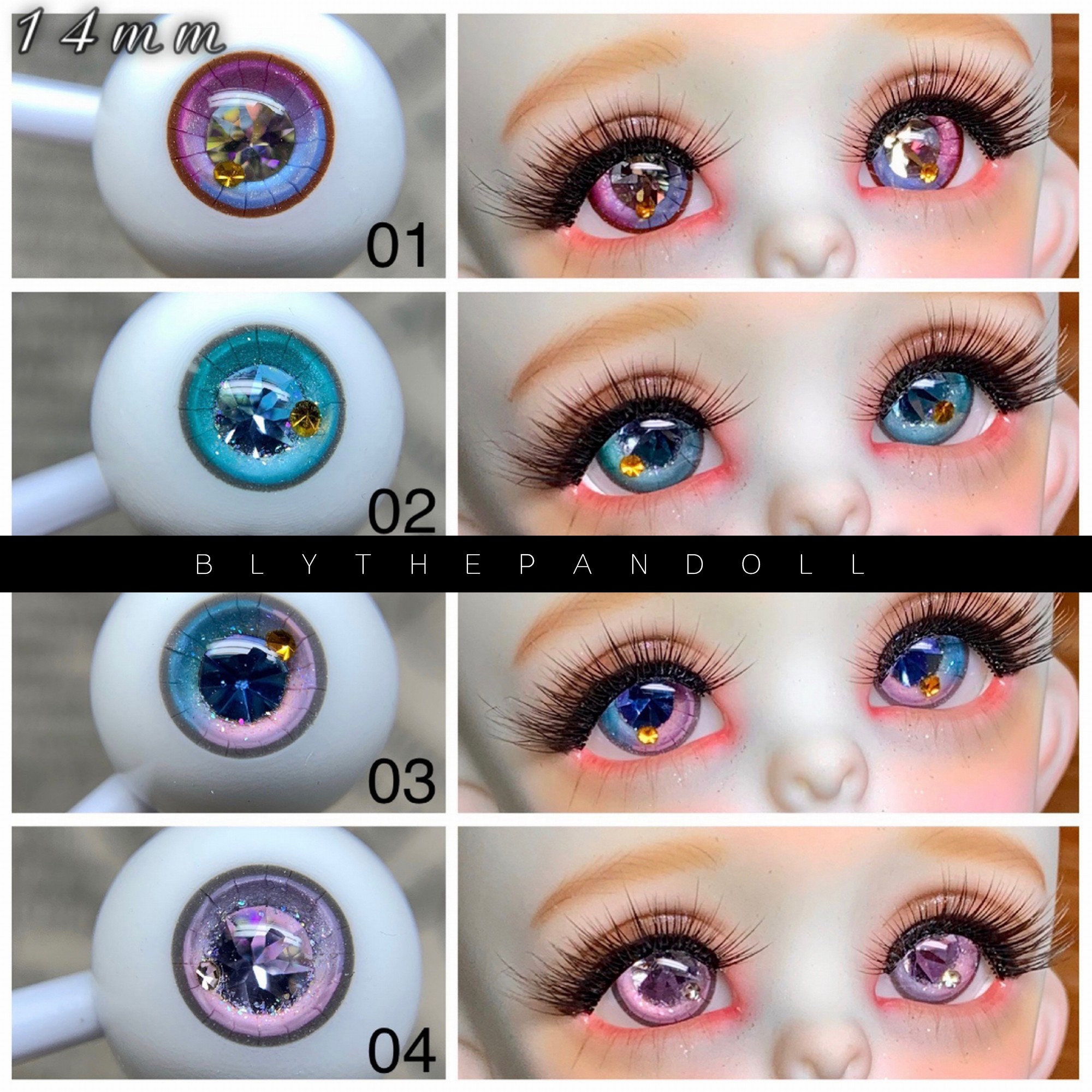  BJD Doll Eyes 1 Pair Plaster Eyeball Clear Round Ball Eyes for  1/3 1/4 1/6 BJD SD Doll Making Crafts (14mm, sunset) : Handmade Products