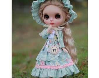 Handmade Cotton Doll Outfit for Blythe, Azone, Licca, Ob24, Ob22, Pullip