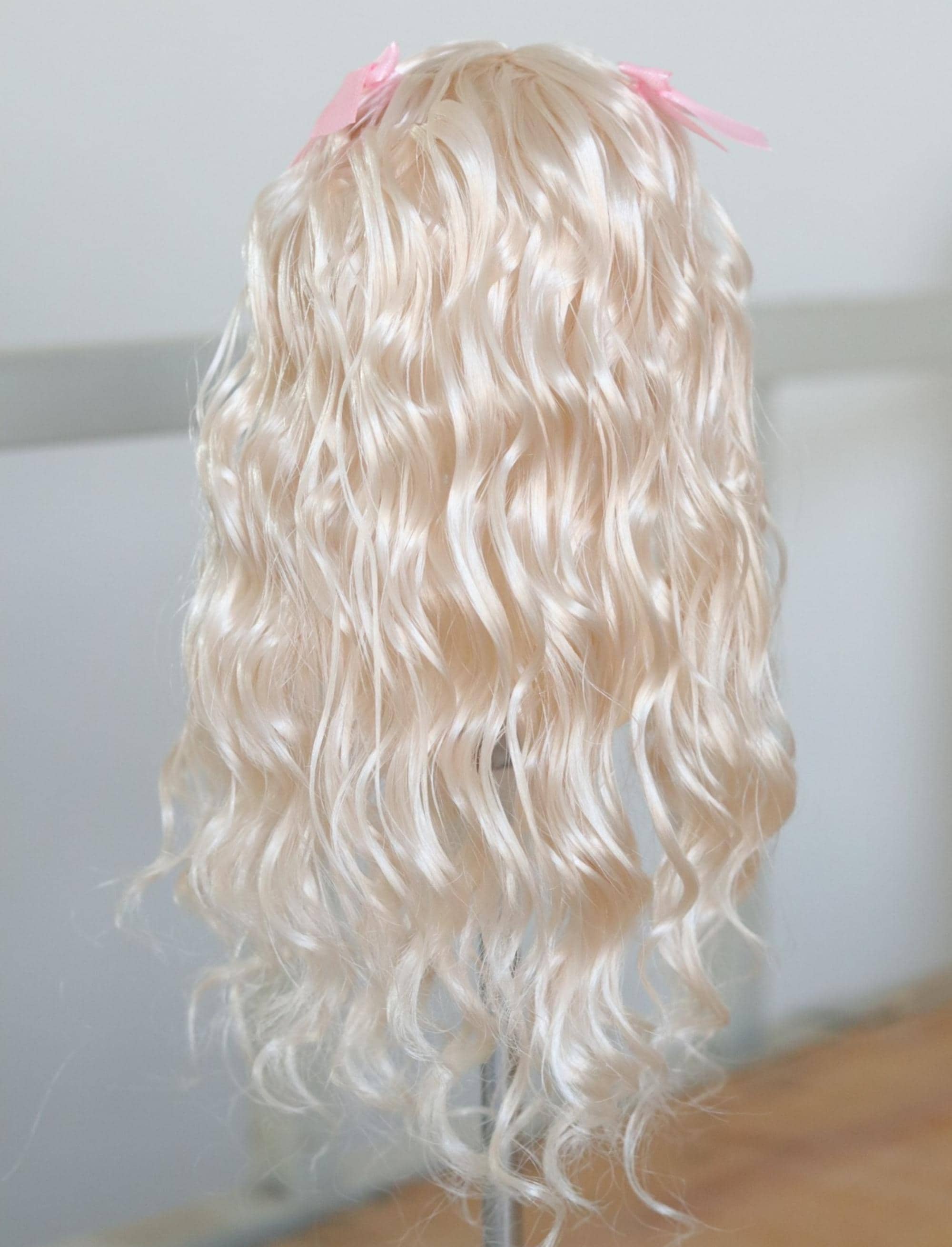 Perruque Bouclée Jaune Pour Poupée BJD - 35 Cm, En Fil Résistant Haute Température