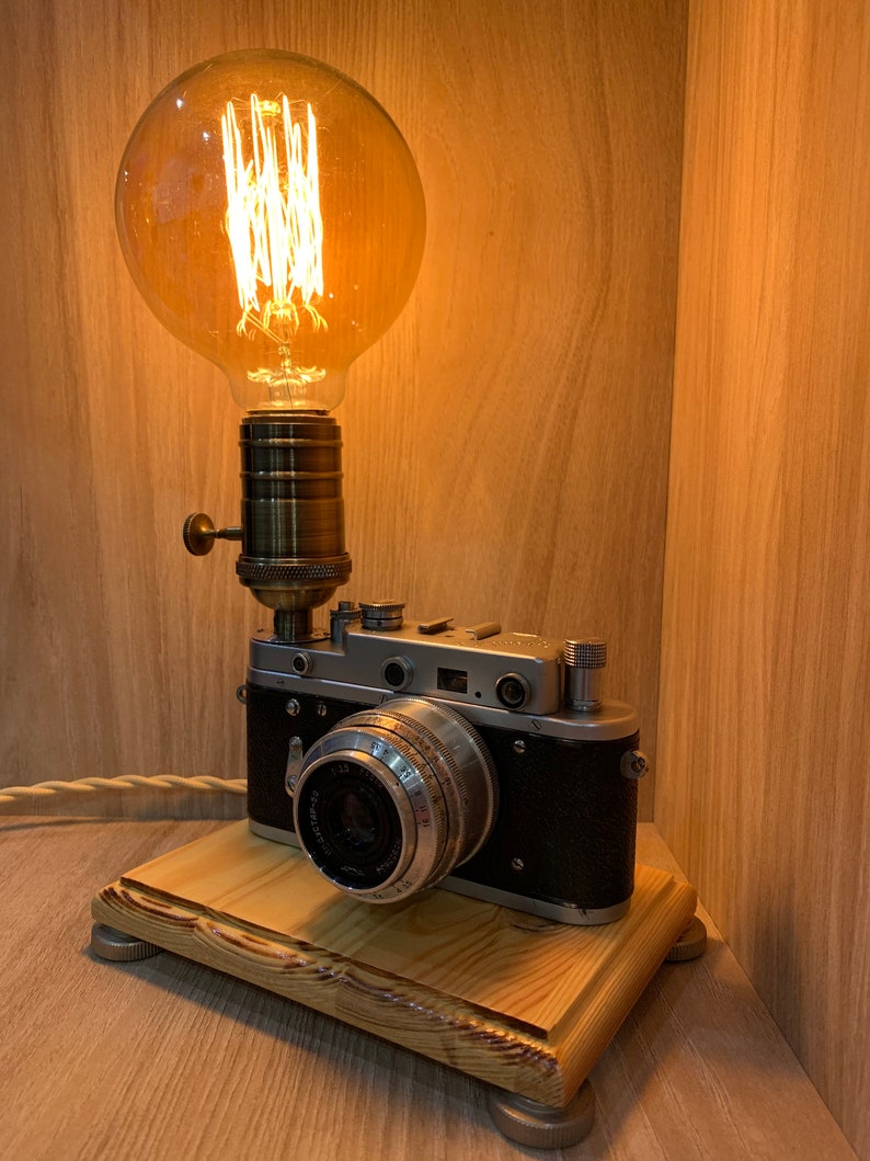 Vintage Camera Lamp Edison Light Gifts For Photographers Table Etsy