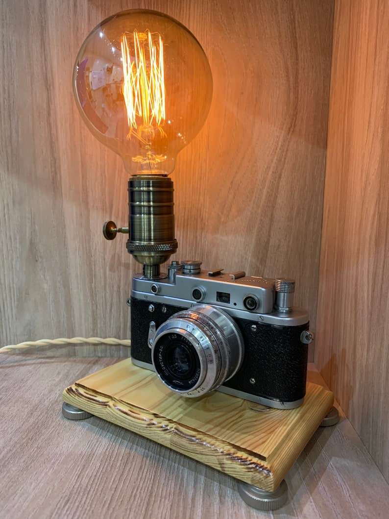 Vintage Camera Lamp Edison Light Gifts For Photographers Table Etsy