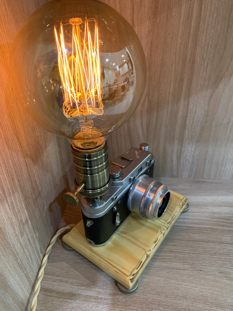 Vintage Camera Lamp Edison Light Gifts For Photographers Table Etsy