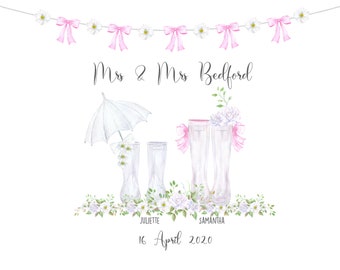 Personalised Wedding Gift MRS & MRS print