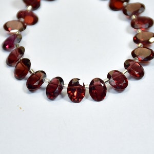 Natural Top Quality Mozambique Garnet Oval Faceted Gemstone Beads 7 Inch Strand 6 × 8 mm Weight - 32 cts