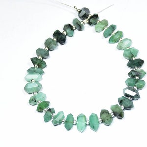Faceted Emerald Gemstone Beads: Natural Pencil Shape, 7.5 Inch