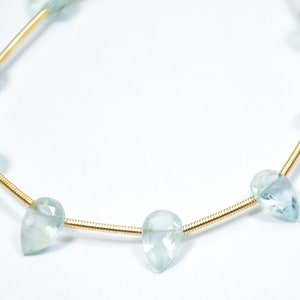 Top Quality Natural Aquamarine Pear Faceted Gemstone Beads Strand Size - 6 × 9 mm Peice - 10