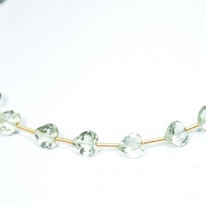Top Quality Natural Green Amethyst Heart shape Faceted Gemstone Beads Length - 7 Inch Size - 7 mm Peices - 15
