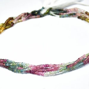 Natural AAA Quality Multi Tourmaline Rondelle  Plain Gemstone Beads 13 Inch Strand 3 mm