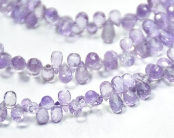 Faceted Pink Amethyst Drops: Gemstone Beads, 8 Inch Strand