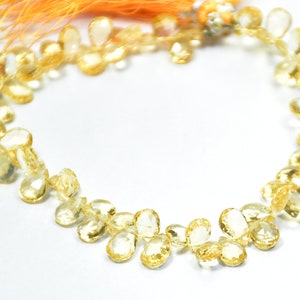 Natural Citrine Pear Faceted Gemstone Beads 4 × 5.50 mm to 6 × 9.50 mm Strand 8 Inch