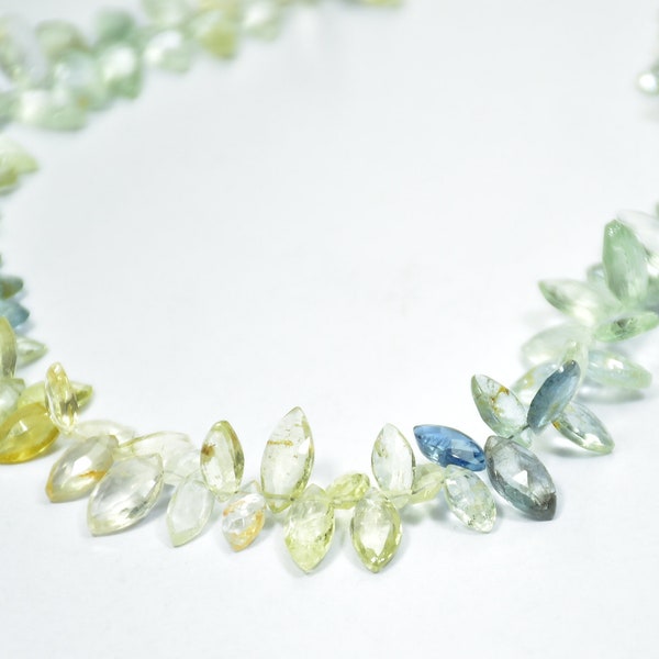 Natural Best Quality Multi Aquamarine Marquise Faceted Gemstone Beads Length - 10 Inch Strand Size - 6.25 × 14.50 MM