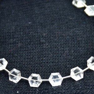 Cuentas de piedras preciosas facetadas de forma hexagonal de cuarzo cristalino natural de primera calidad, tira de 7 pulgadas, piezas de 7 mm - 15