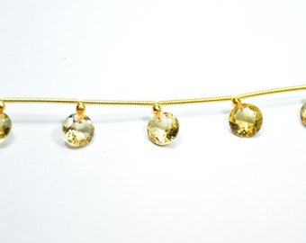 Natural Citrine Round Faceted Gemstone Beads 7 Inch Strand 7 mm Peices - 10