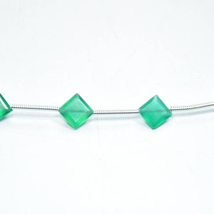 AAA Quality Natural Green  Onyx Kite Shape Faceted Gemstone Beads 7 Inch Strand 8 mm Peices - 10