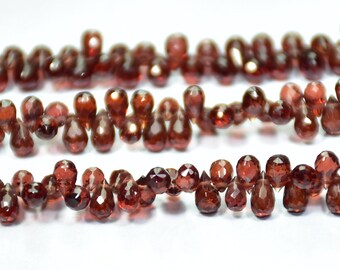 Natural Mozambique Garnet Faceted Drop Beads - 8 Inch Strand